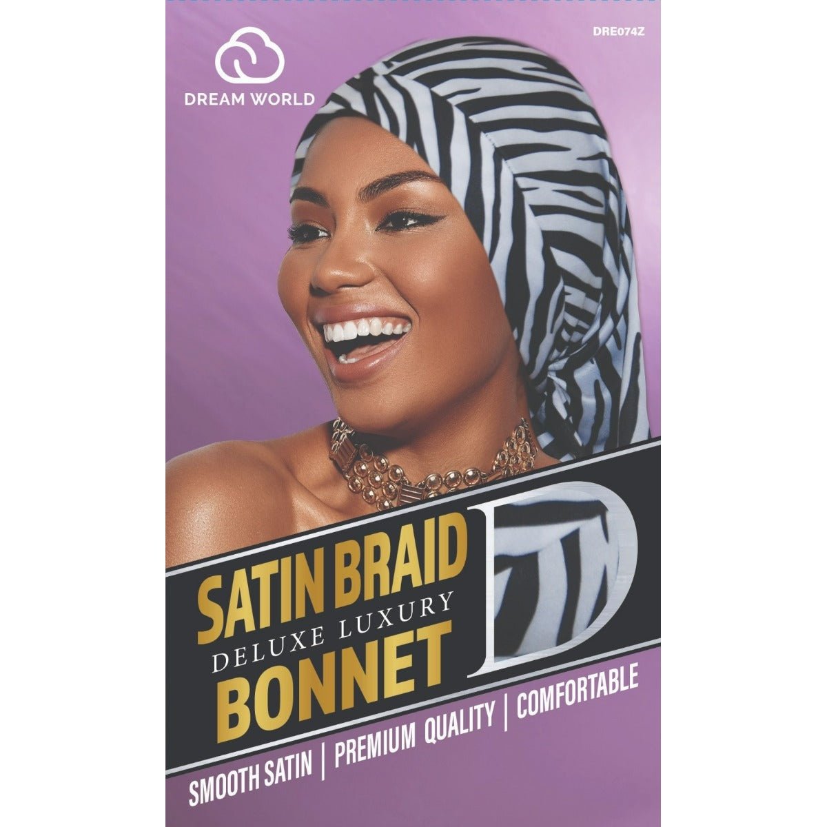 Dream Women's-Satin Braid Bonnet Zebra Dream Women's-Satin Braid Bonnet Zebra